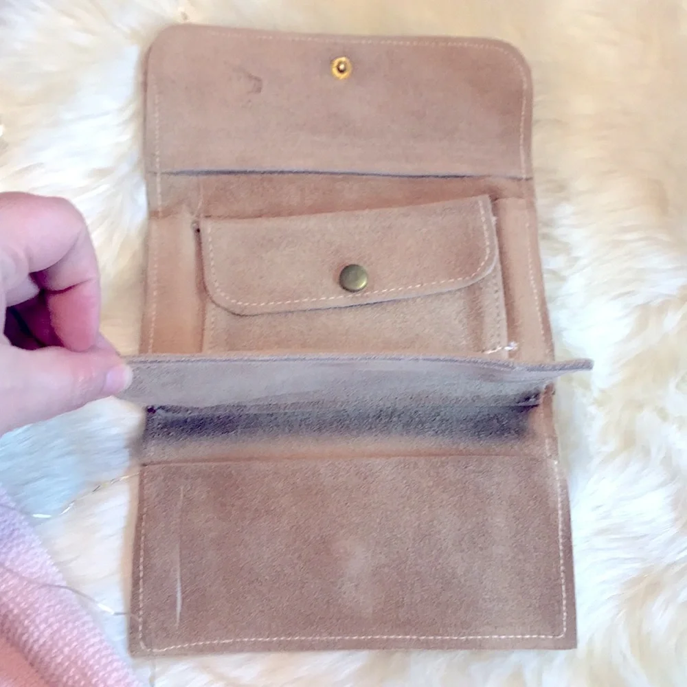 Butter Soft Leather Suede TriFold Wallet, Coin Pockets & Checkbook/Calendar